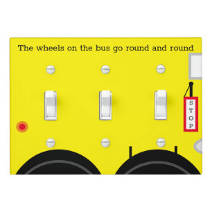 "Wheels on the Bus" (Triple Toggle Switch} Light Switch Cover