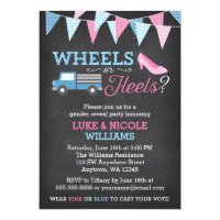 Wheels or Heels Gender Reveal Party Invitations