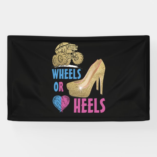 Wheels Or Heels Your Mommy Loves You Gender Reveal Banner (Horizontal)