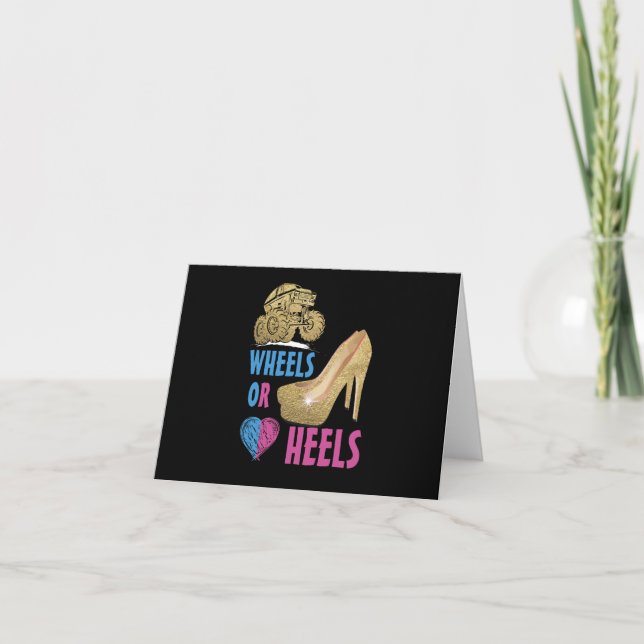 Wheels Or Heels Your Mommy Loves You Gender Reveal Card (Front)