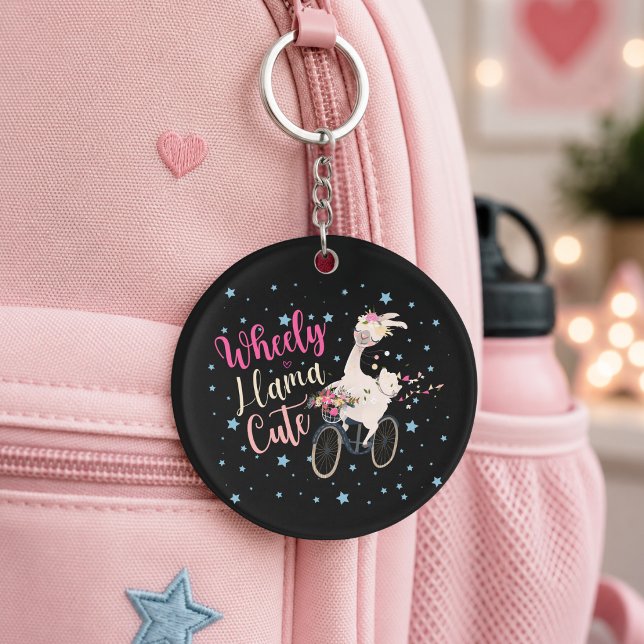 Wheely Llama Cute Personalized Keychain (Creator Uploaded)