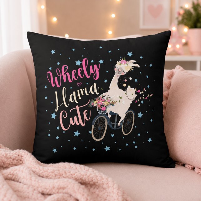 Wheely Llama Cute Personalized Throw Pillow  (Creator Uploaded)