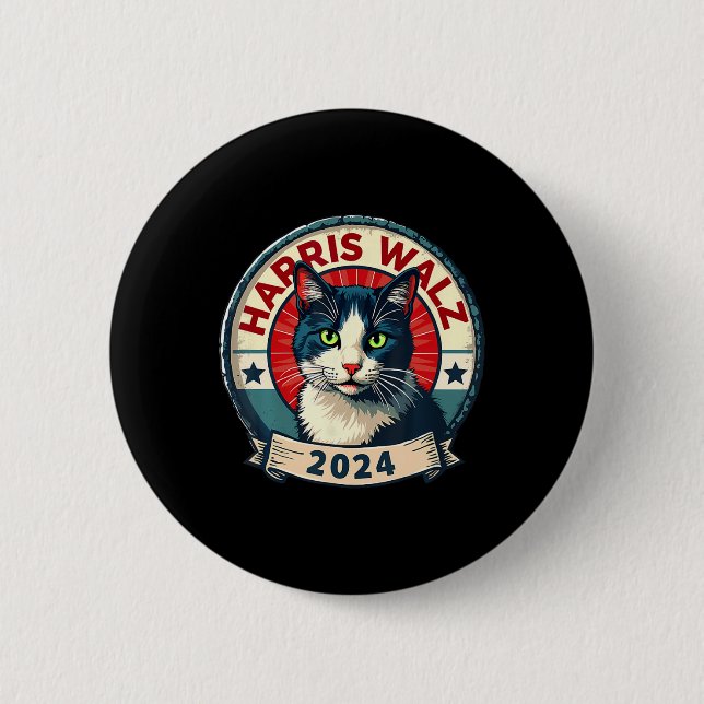 Wheimer 2024 Funny Cat Election Kamala Harris Tim  Button (Front)