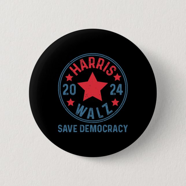 Wheimer 2024 Save Democracy Kamala Harris Tim Walt Button (Front)