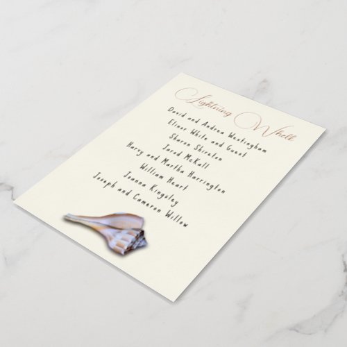 Whelk Seashell Guest List Table Name Seating Cards