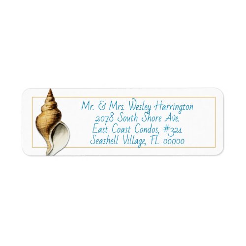 Whelk Shell Blue Printed Return Address Labels