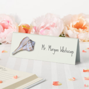 Whelk Shell Tented Place Cards With Name Template Table Tent