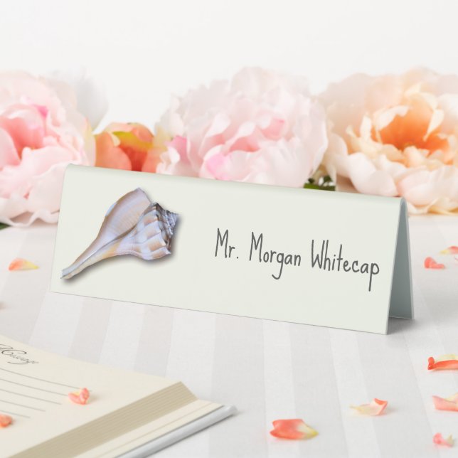 Whelk Shell Tented Place Cards With Name Template Table Tent (In SItu (Wedding))
