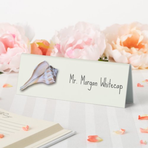 Whelk Shell Tented Place Cards With Name Template Table Tent Sign