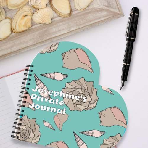 Whelk Shells Illustrated Custom Heart-shaped Notebook