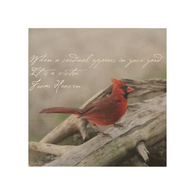 When a cardinal appears in your yard.... wood wall art (Front)