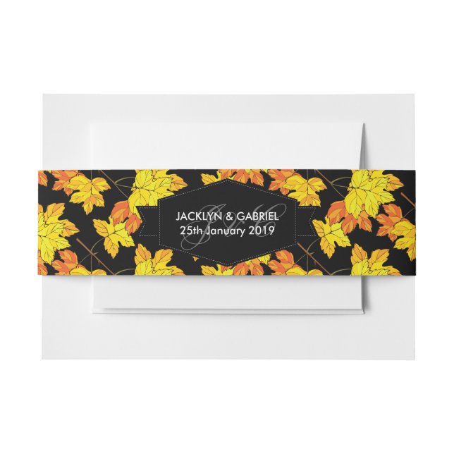When Autumn Leaves Fall Invitation Belly Band (Front Example)