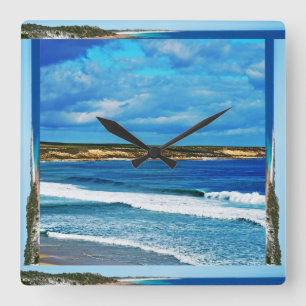 When Beach Waves Come Rolling In, Square Wall Clock