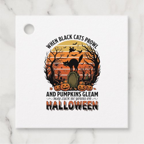When Black Cats Prowl Halloween Cat Tombstone Pump Favor Tags