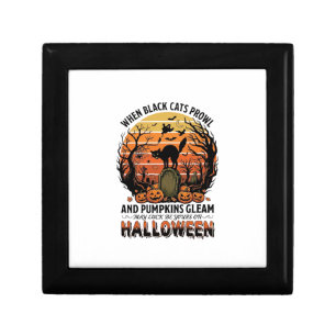When Black Cats Prowl Halloween Cat Tombstone Pump Gift Box
