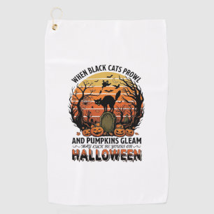 When Black Cats Prowl Halloween Cat Tombstone Pump Golf Towel