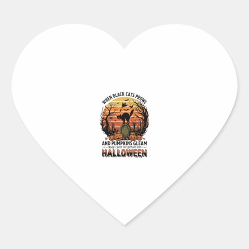 When Black Cats Prowl Halloween Cat Tombstone Pump Heart Sticker
