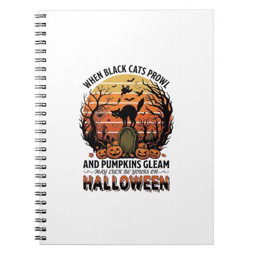 When Black Cats Prowl Halloween Cat Tombstone Pump Notebook