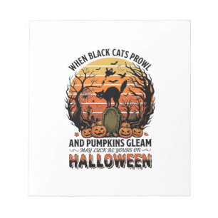 When Black Cats Prowl Halloween Cat Tombstone Pump Notepad