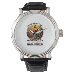 When Black Cats Prowl Halloween Cat Tombstone Pump Watch