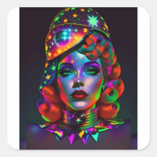 When Black Landed on Red - Ken Gage Art Square Sticker