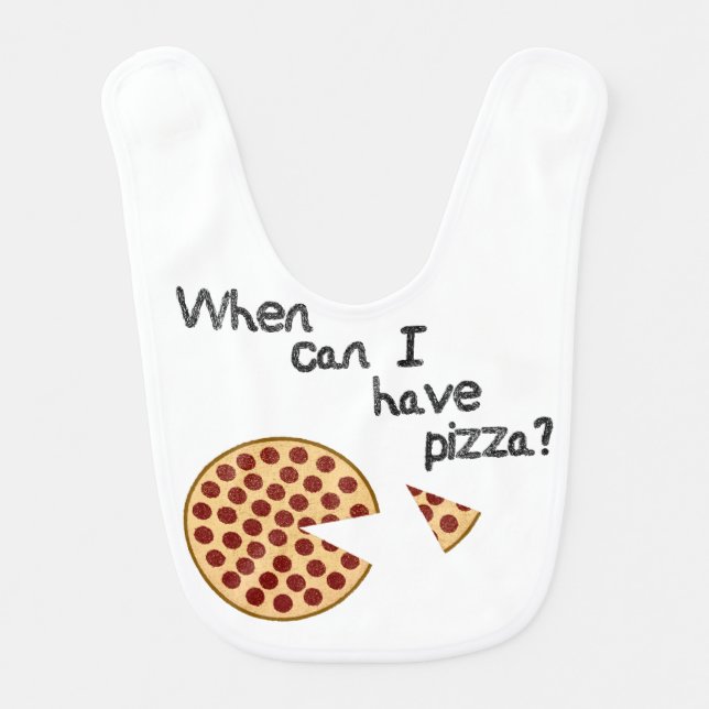When can I have pizza? Baby Bib (Front)