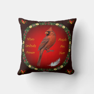 When Cardinals Appear ~ Angels Are Near ~Christmas Throw Pillow