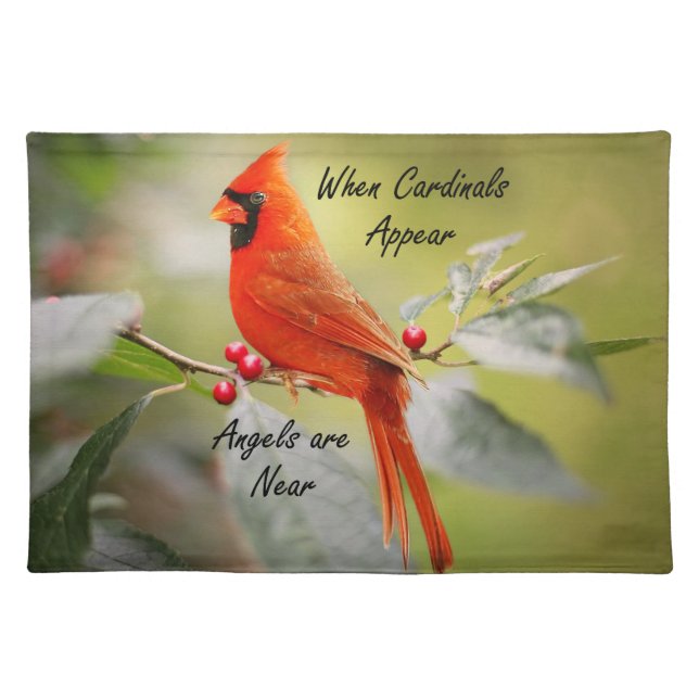 When Cardinals Appear, Angels are Near Cloth Placemat (Front)