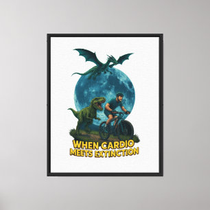 When Cardio Meets Extinction Funny Dinosaur Canvas Print