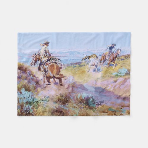 When Cows Were Wild by Charles M Russell Fleece Blanket