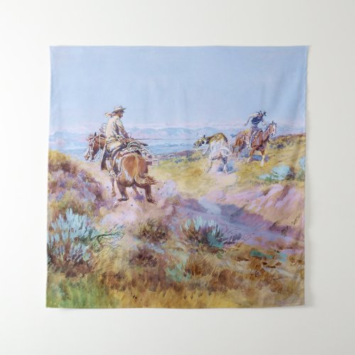 When Cows Were Wild by Charles M Russell Tapestry