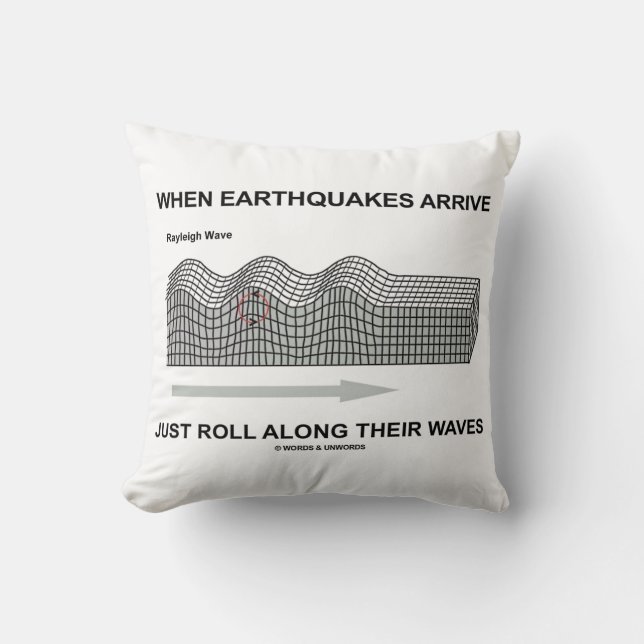 When Earthquakes Arrive Just Roll Along Waves Throw Pillow (Front)