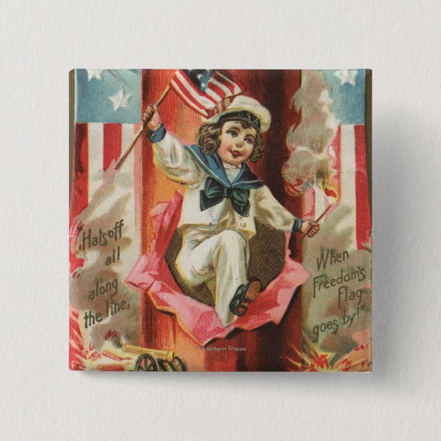 When Freedom Flag Goes By Pinback Button (Front)