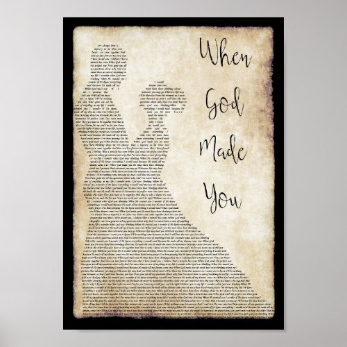 When God Made You Man Lady Dancing Song Lyric Poster