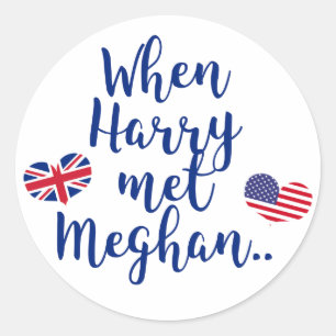 When Harry met Meghan   Fun Royal Wedding Classic Round Sticker