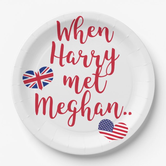 When Harry met Meghan | Fun Royal Wedding Paper Plates (Front)