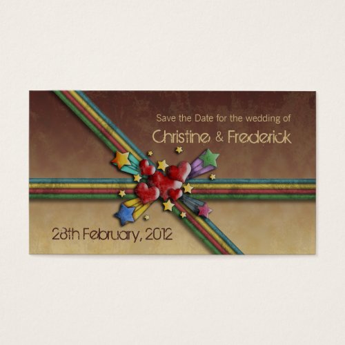 When Hearts Collide, save the date mini cards Business Card Template