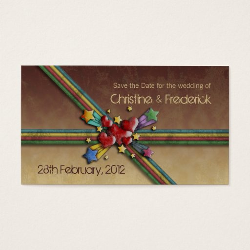 Customizable When Hearts Collide, save the date mini cards Business Card Template