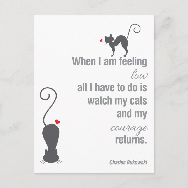 When I Am Feeling Low - Bukowski - inspirational Postcard (Front)