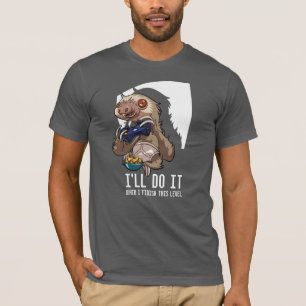 When I Finish This Level Gamer Sloth Cartoon T-Shirt