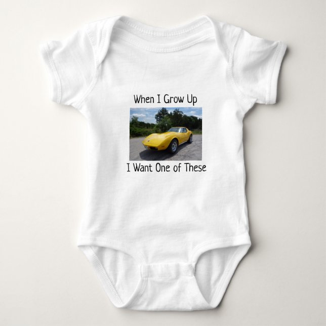 When I Grow Up 1973 Corvette Baby Bodysuit (Front)