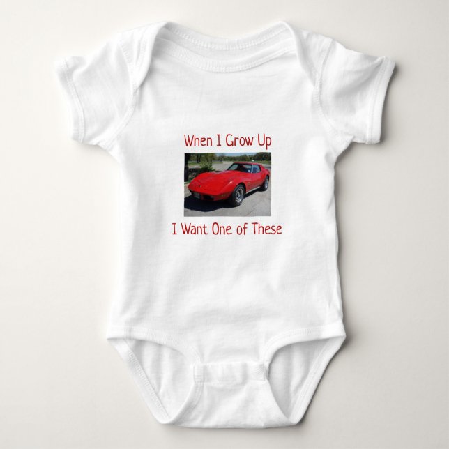 When I Grow Up 1975 Corvette Baby Bodysuit (Front)