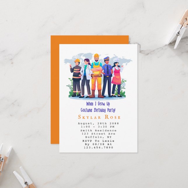dress up birthday party invitations Orange And Pink Costume Party Invitation