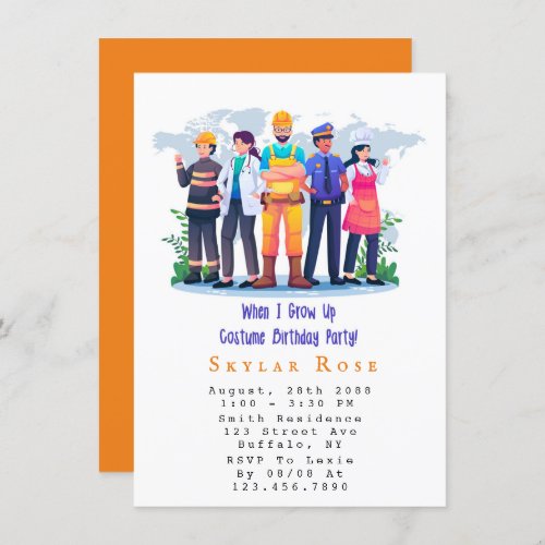 When I Grow Up Costume Birthday Party Invitation