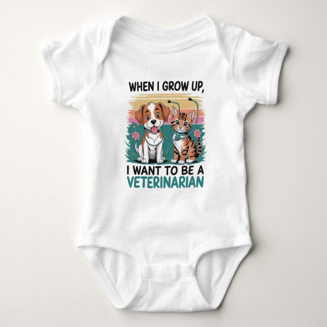 When I grow up I want to be Veterinarian T-Shirt  Baby Bodysuit (Front)