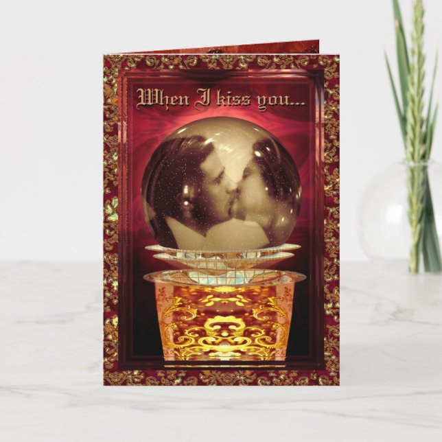 When I kiss you Customizable Holiday Card (Front)