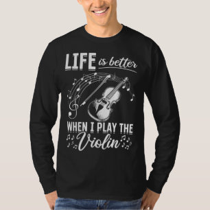 When I Play The Violin Violin And Music Notes T-Shirt