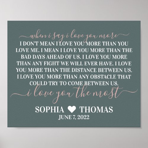 When I say I love you more wedding anniversary gif Poster