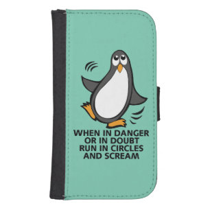 When in Danger or in Doubt Funny Penguin Graphic Phone Wallet