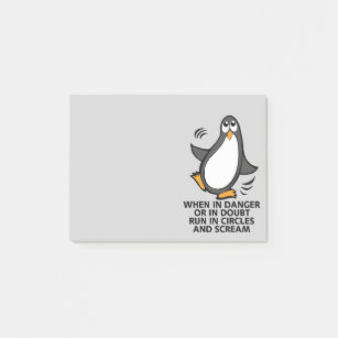 When in Danger or in Doubt  Funny Penguin Gray Post-it Notes